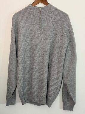 Stacy Adams Mens 1/4 Zip Preppy Pull Over Sweater Solid Gray 2XL